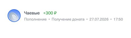 Донат +300 ₽, 27.07.2026, 17:50