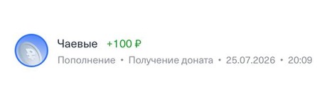 Донат +100 ₽, 25.07.2026, 20:09