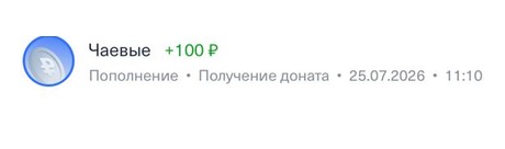 Донат +100 ₽, 25.07.2026, 11:10