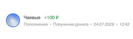 Донат +100 ₽, 24.07.2026, 12:42